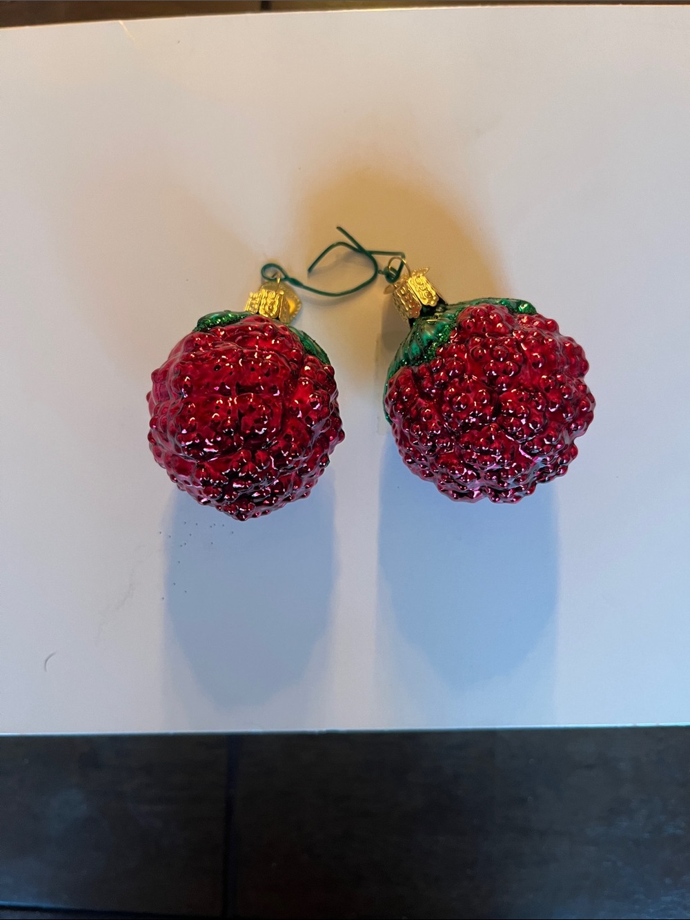 Red Glass Raspberry Ornament Set by